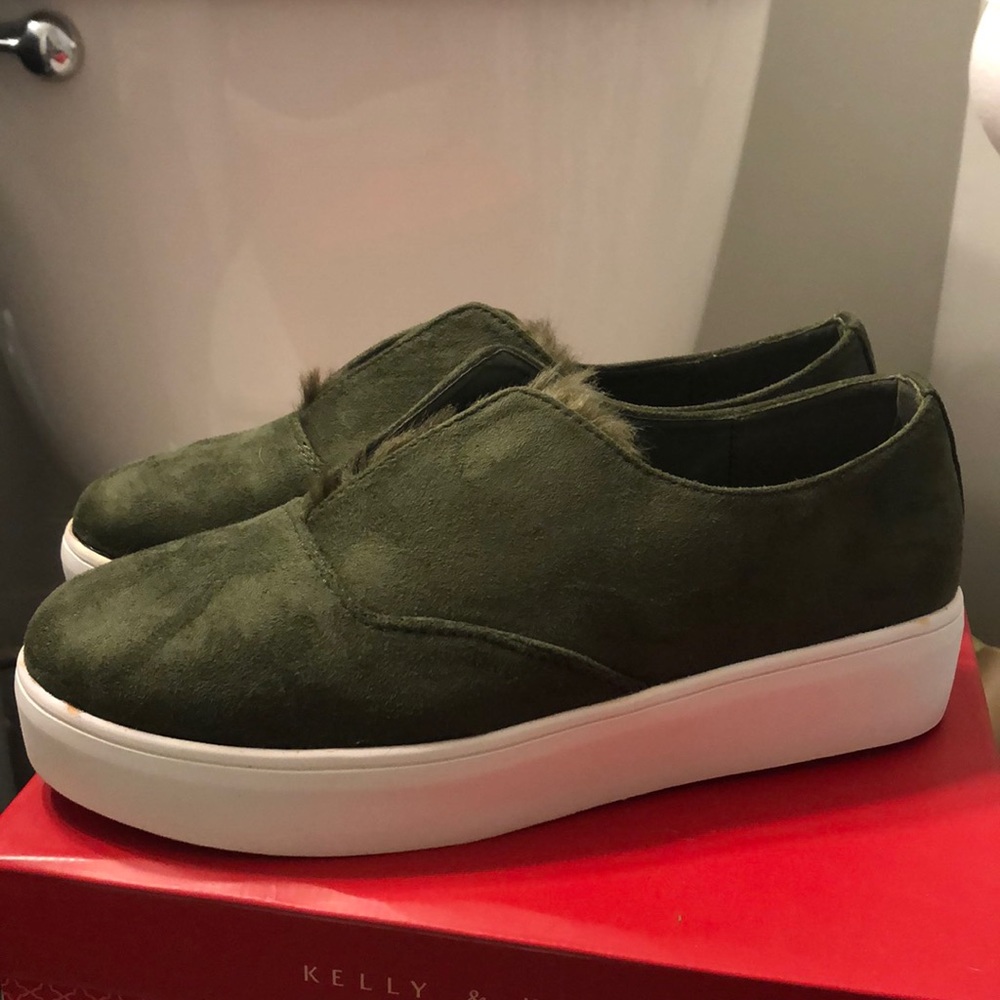 Green suede platform Catherine Malandrino shoes